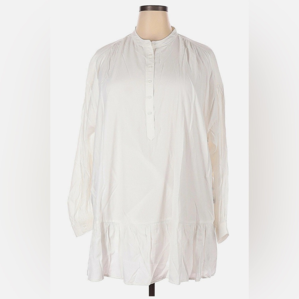 Elizabeth and James Ivory Boho Fully Lined Peasant Poet Blouse Size LARGE